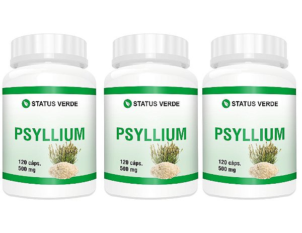 Kit 3 Psyllium 500mg 360 Cápsulas - Status Verde