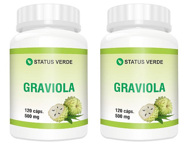 Kit 2 Graviola 500mg 240 Cápsulas - Status Verde