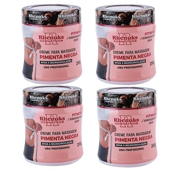 Kit 4 Gel Lipo Redutor de medidas Corporal e Abdominal Pimenta Negra Rhenuks