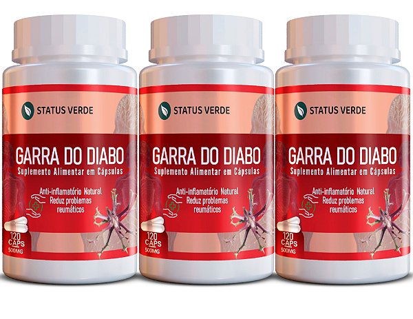 Kit 3 Garra do Diabo 360 Cápsulas 500mg Status Verde
