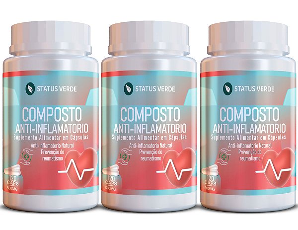 Kit 3 Composto Anti-inflamatório 360 Cápsulas 500Mg Status Verde