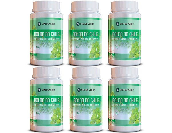 Kit 6 Boldo do Chile 360Cáps 500mg Status Verde