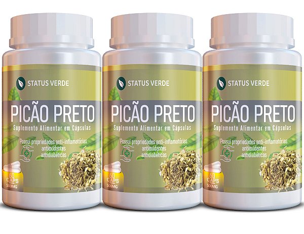 Kit 3 Picão Preto 180Cáps 500mg Status Verde