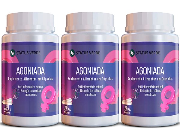 Kit 3 Agoniada 180Cáps 500mg Status Verde