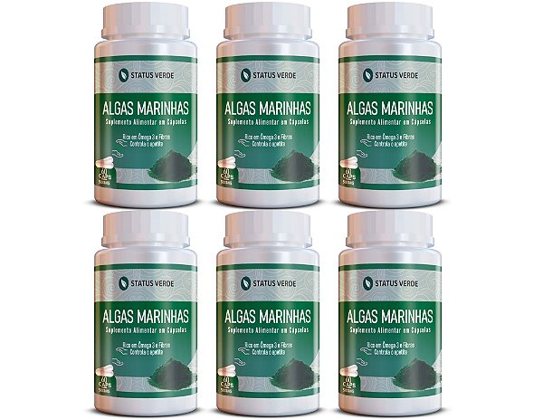 Kit 6 Algas Marinhas 360Cáps 500mg Status Verde