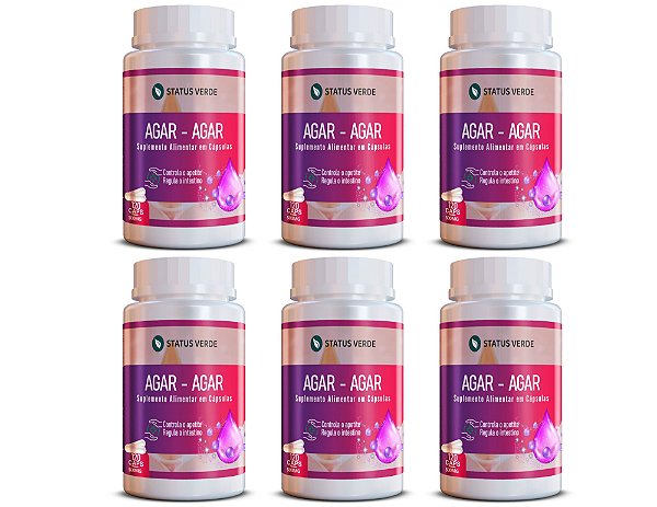 Kit 6 Agar - Agar 720Cáps 500mg Status Verde