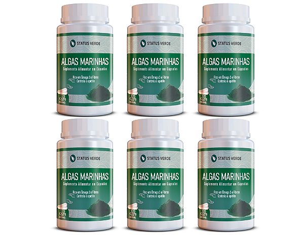 Kit 6 Algas Marinhas 720Cáps 500mg Status Verde