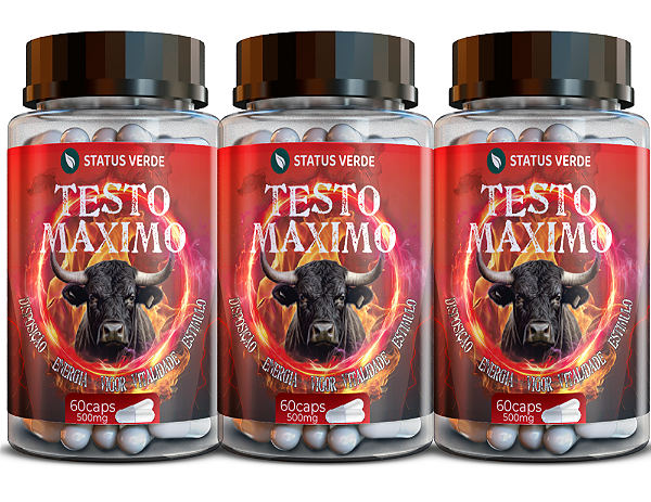 Kit 3 Testo Maximo 180Cáps 500mg Status Verde