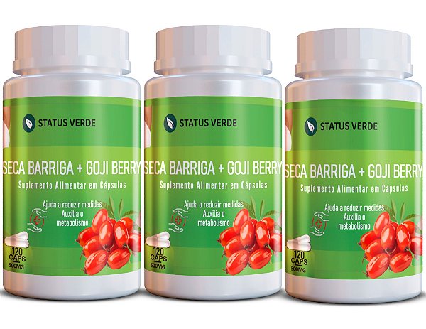Kit 3 Seca Barriga + Goji Berry 360Cáps 500mg Status Verde
