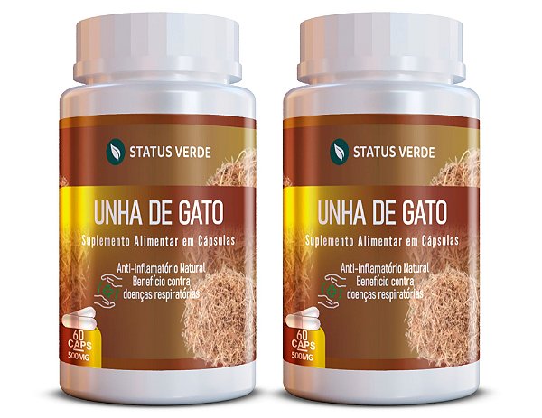 Kit 2 Unha de Gato 120Cáps 500mg Status Verde