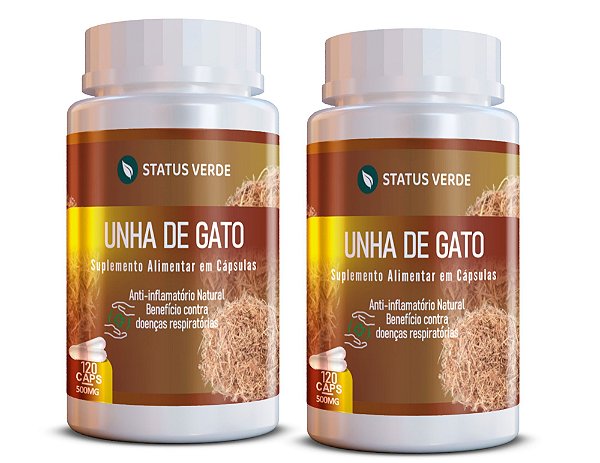 Kit 2 Unha de Gato 240Cáps 500mg Status Verde