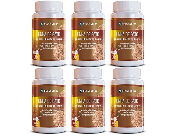 Kit 6 Unha de Gato 720Cáps 500mg Status Verde