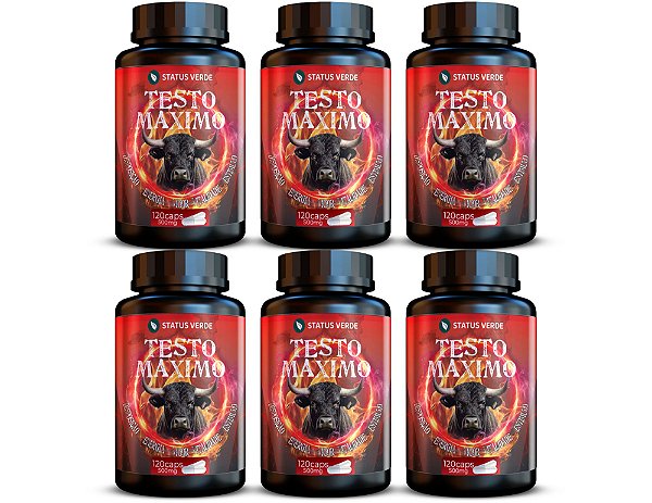 Kit 6 Testo Maximo 720Cáps 500mg Status Verde