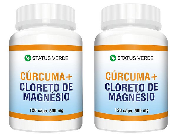 Kit 2 Cúrcuma + Cloreto de Magnésio 240Cáps 500mg Status Verde