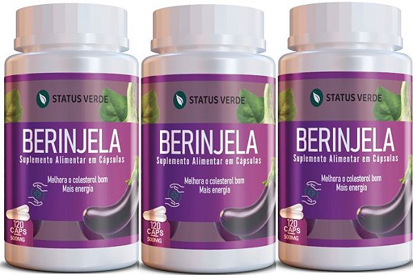 Kit 3 Berinjela 360 Cápsulas 500mg Status Verde