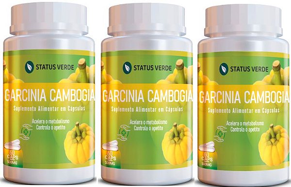 Kit 3 Garcinia Cambogia 180Cáps 500mg Status Verde