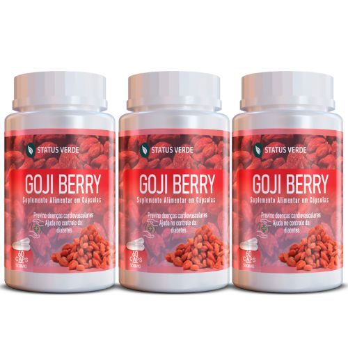 Kit 3 Goji Berry 180Cáps 500mg Status Verde