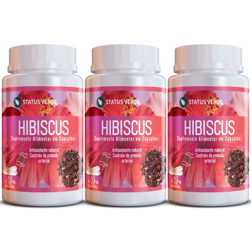 Kit 3 Hibiscus 180Cáps 500mg Status Verde