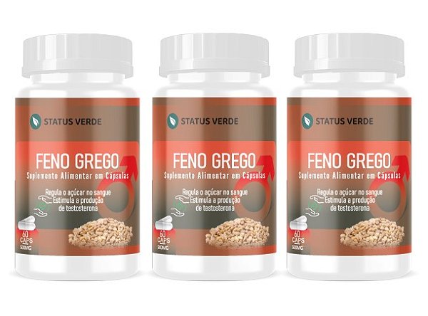 kit 3 Feno Grego 180 Cápsulas 500 mg Status Verde