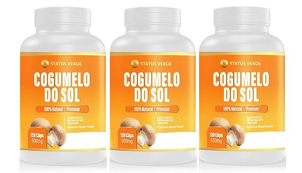 Kit 3 Cogumelo do Sol 360 Cápsulas Status Verde