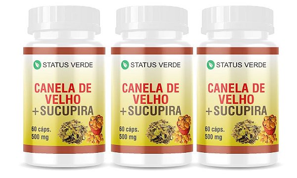 Kit 3 Canela de Velho + Sucupira 180 Cápsulas 500mg - Status Verde