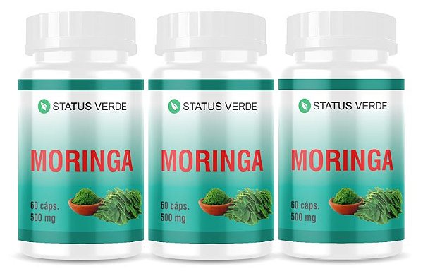 Kit 3 Moringa 180 Cápsulas 500mg Status Verde