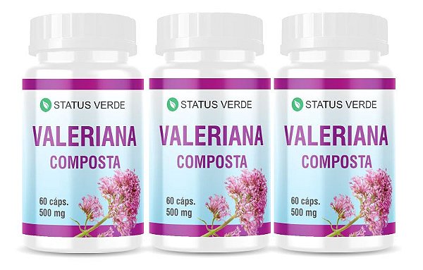 Kit 3 Valeriana Composta 180 Cápsulas 500mg Status Verde