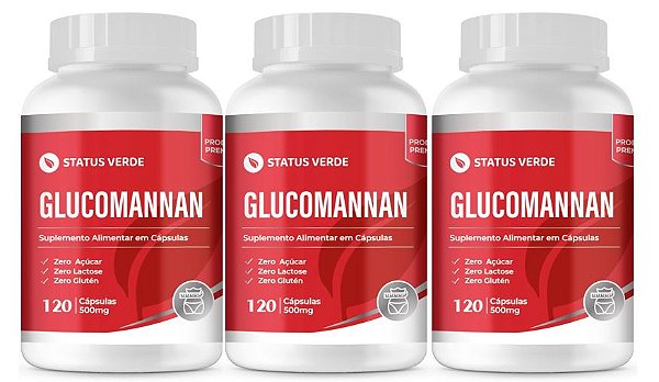 Kit 3 Glucomannan 360 Cápsulas 500mg Status Verde