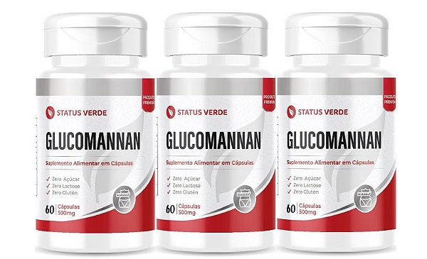 Kit 3 Glucomannan 180 Cápsulas 500mg Status Verde