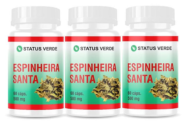 Kit 3 Espinheira Santa 180 Cápsulas 500mg Status Verde