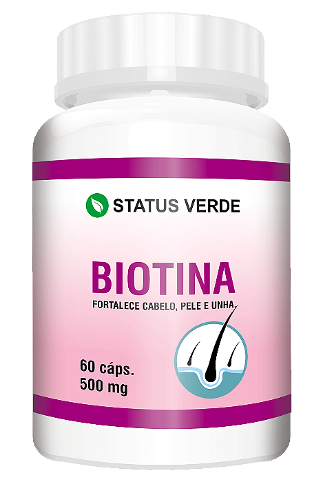 Kit 12 Biotina cabelo pele e unha 720 cápsulas 500mg - Status Verde