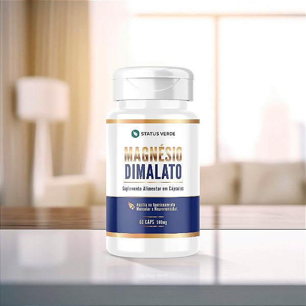 Kit 12 Magnésio Dimalato 1200 Cápsulas 500mg Status Verde
