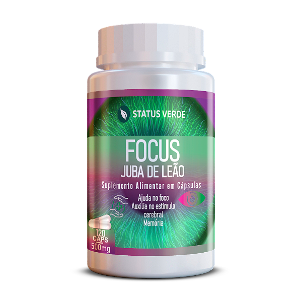 Kit 12 Focus Juba de Leão 1440 Cápsulas 500mg Status Verde