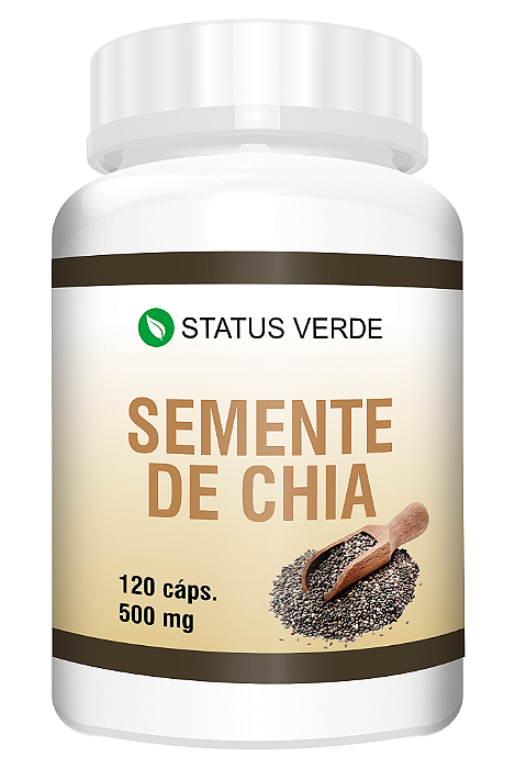 Kit 12 Semente de Chia 1440 Cápsulas 500mg Status Verde
