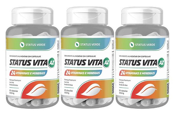 Kit 3 - 24 Vitaminas Status Vita 180 Cápsulas 500mg Status Verde