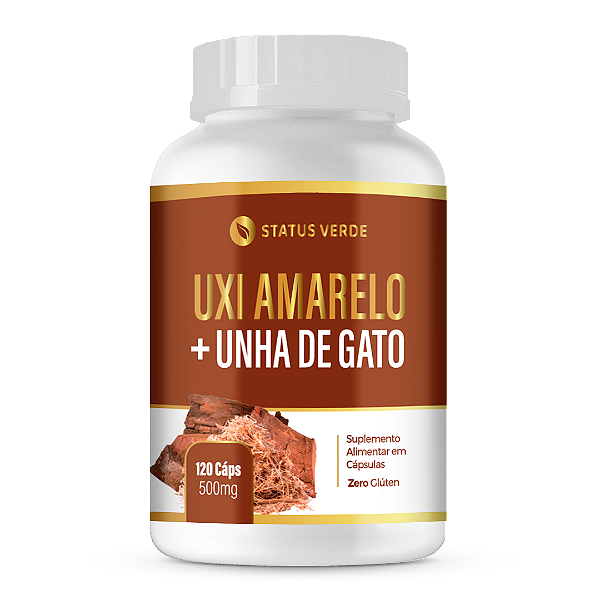 Uxi Amarelo e Unha de Gato 120 Cápsulas  500mg Status Verde