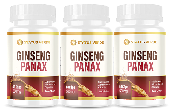 Kit 3 Ginseng Panax 180 Cápsulas 500mg Status Verde