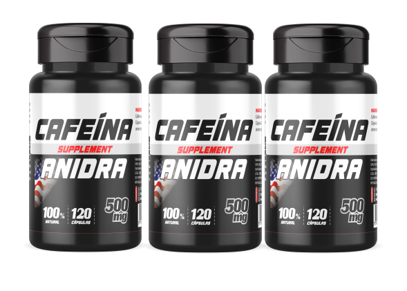 Kit 3 Cafeína Anidra 360 Cápsulas 500mg - Status Verde