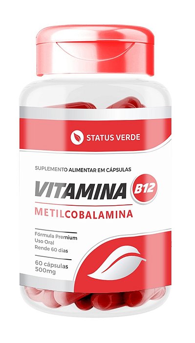 Kit 12 Metilcobalamina Vitamina B12 - 720 Cápsulas 500 mg Status Verde