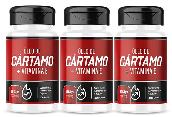 Kit 3 Óleo de Cartámo + Vitamina E 1000 Mg 180 Cápsulas Status Verde