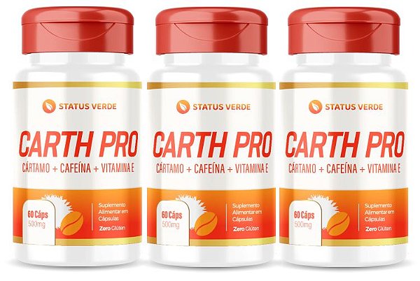 Kit 3 Óleo de Cártamo + Cafeína + Vitamina E 180 Cápsulas 1000mg Status Verde