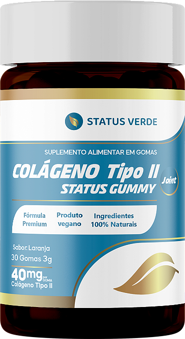 Kit 12 Colágeno Tipo II Status Gummy 40mg 30 Gomas Sabor de Laranja