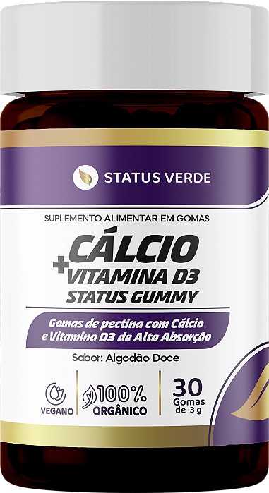 Kit 12 Cálcio e Vitamina D3 - 60 Gomas Sabor Algodão Doce Status Gummy