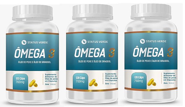 Kit 3 Ômega 3 - 360 Cápsulas 760mg Status Verde