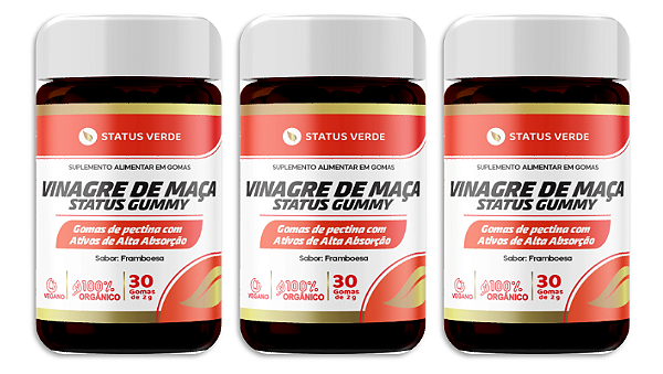 Kit 3 Vinagre de Maçã 3 x 30 Gomas 2G Status Gummy Orgânico