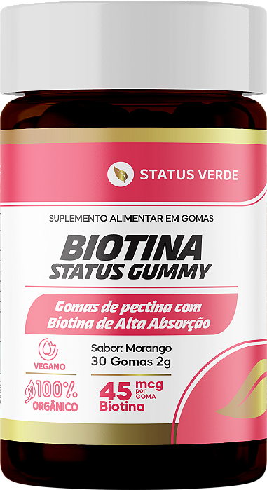 Kit 12 Biotina  12 x 30 Gomas 2g Sabor Morango  Status Gummy