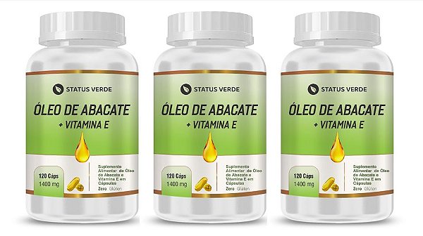 Kit 3 Óleo de Abacate + Vitamina E 360 Cápsulas 1400Mg Status Verde