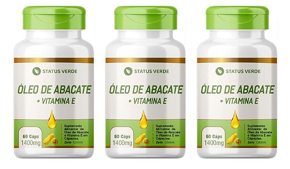Kit 3 Óleo de Abacate + Vitamina E 180 Cápsulas 1400Mg Status Verde