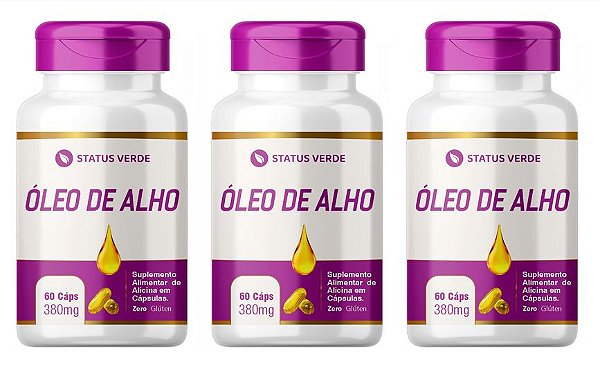 Kit 3 Óleo de Alho 180 Cápsulas 380 mg Status Verde