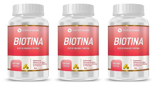 Kit 3 Biotina 360 Cápsulas 380 mg Status Verde